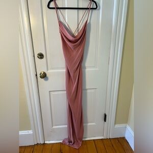 Michael Costello X Revolve rose blush maxi dress NWT